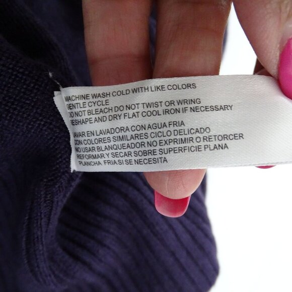 Debbie Morgan Cowl Neck Acrylic Sweater Women Size M Purple 3/4 Sleeve FLAW - Picture 7 of 11